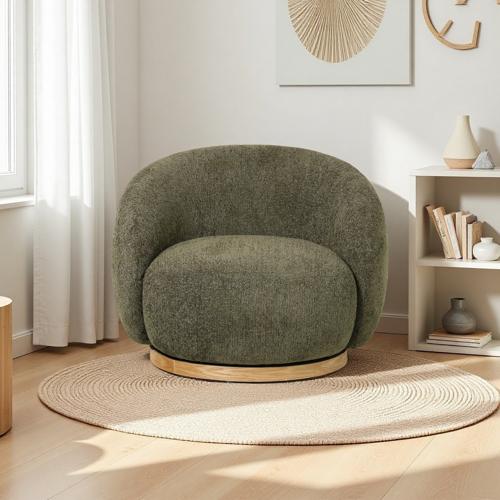 MIAMI SWIVEL CHAIR XL W/WOOD BASE - MOSS GREEN