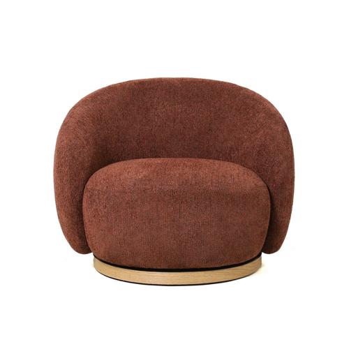 MIAMI SWIVEL CHAIR XL W/WOOD BASE - BURNT OCHRE