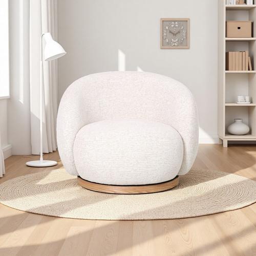 MIAMI SWIVEL CHAIR XL W/WOOD BASE - SEASHELL
