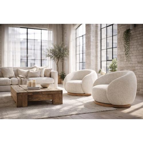 MIAMI SWIVEL CHAIR XL W/WOOD BASE - SEASHELL