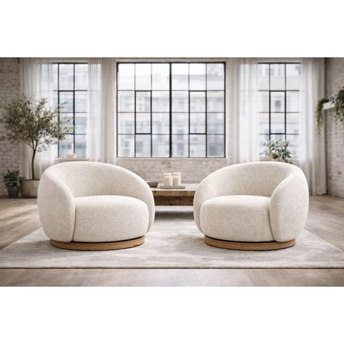 MIAMI SWIVEL CHAIR XL W/WOOD BASE - SEASHELL