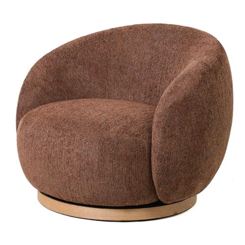 MIAMI SWIVEL CHAIR XL W/WOOD BASE - TOBACCO