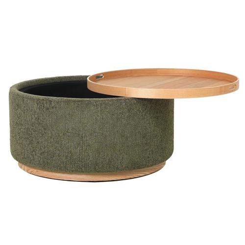 MIAMI TRAY OTTOMAN XL W/WOOD BASE - MOSS GREEN
