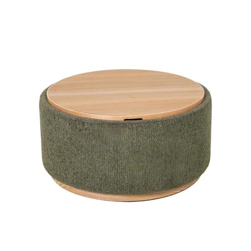 MIAMI TRAY OTTOMAN XL W/WOOD BASE - MOSS GREEN