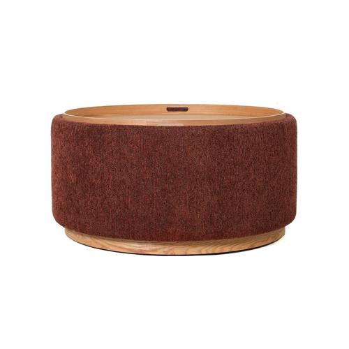 MIAMI TRAY OTTOMAN XL W/WOOD BASE - BURNT OCHRE