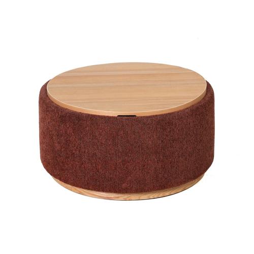 MIAMI TRAY OTTOMAN XL W/WOOD BASE - BURNT OCHRE