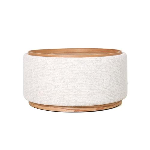 MIAMI TRAY OTTOMAN XL W/WOOD BASE - SEASHELL