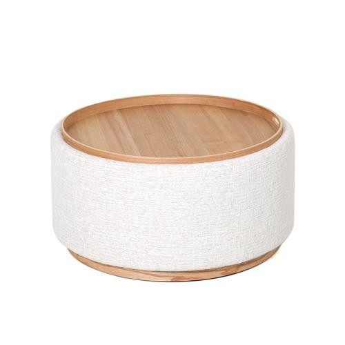MIAMI TRAY OTTOMAN XL W/WOOD BASE - SEASHELL