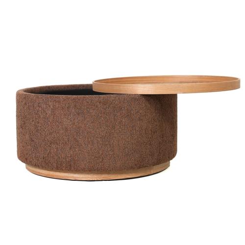 MIAMI TRAY OTTOMAN XL W/WOOD BASE - TOBACCO