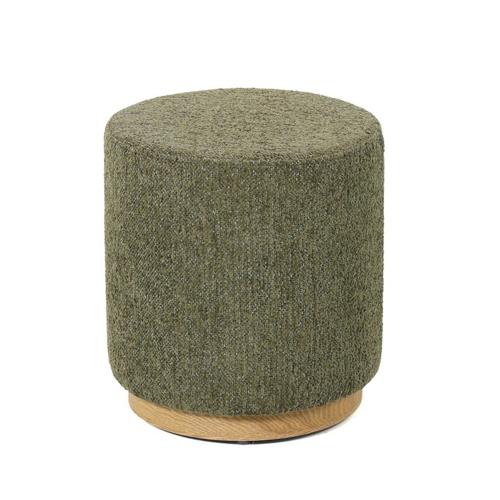 MIAMI OTTOMAN W/WOOD BASE - MOSS GREEN