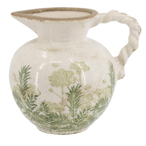 CERAMIC GREEN FLORAL VASE - 205x165x185