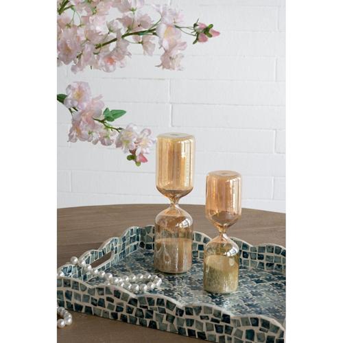 AMBER SHIMMER HOURGLASS WITH WHITE SAND - LARGE