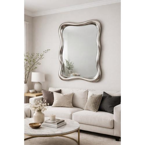 VINTAGE SILVER ABSTRACT MIRROR - 1180x780x85