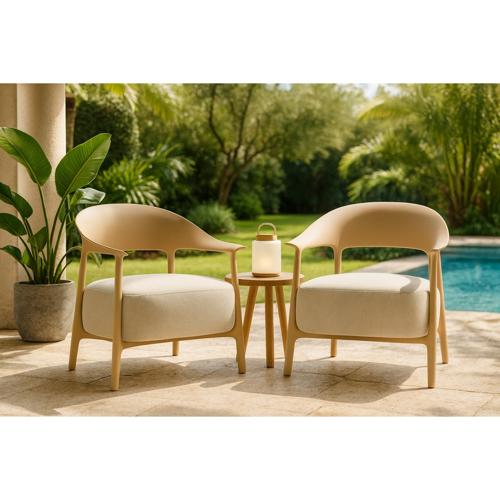 DRIFT OUTDOOR PP CHAIR W/ TAN OUTDOOR FABRIC - SAND FRAME