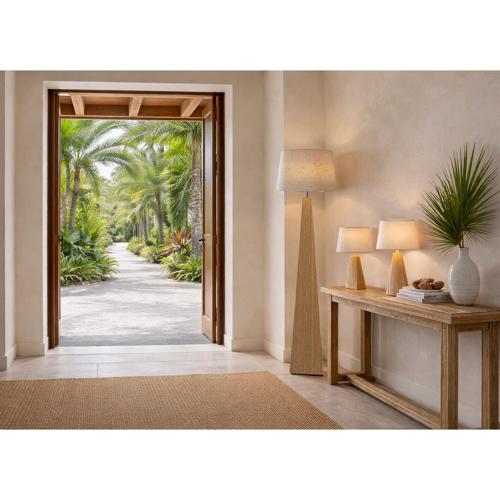 BAMBOO & LINEN FLOOR LAMP - NATURAL - 420x1580