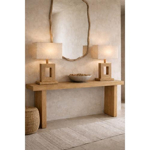 BAMBOO & LINEN TABLE LAMP - NATURAL - 350x200x580