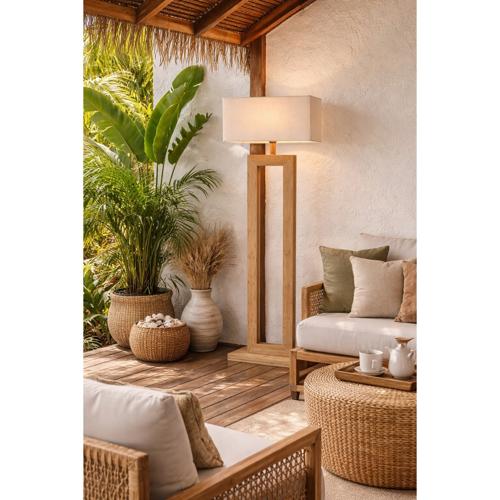 BAMBOO & LINEN FLOOR LAMP - NATURAL - 440x1480