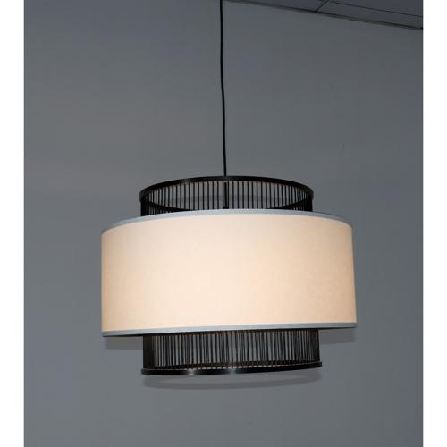 BAMBOO & LINEN PENDANT - NATURAL/BLACK