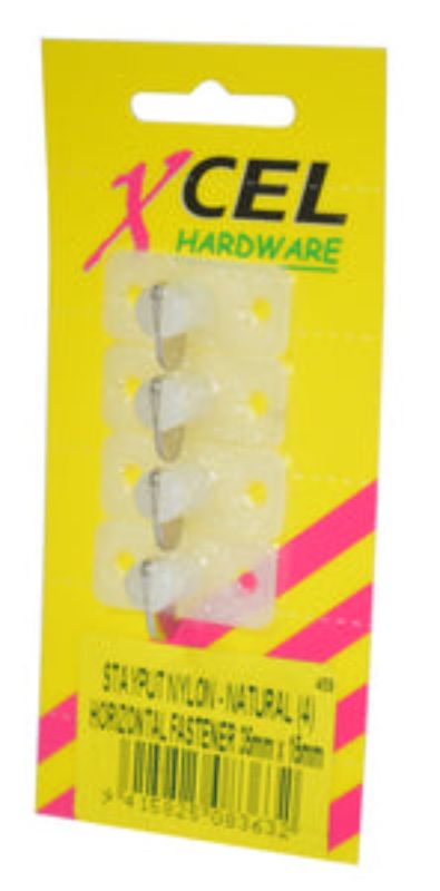 Stayput Nylon Horizontal Fastener Natural 35mm X 15mm Base (4)