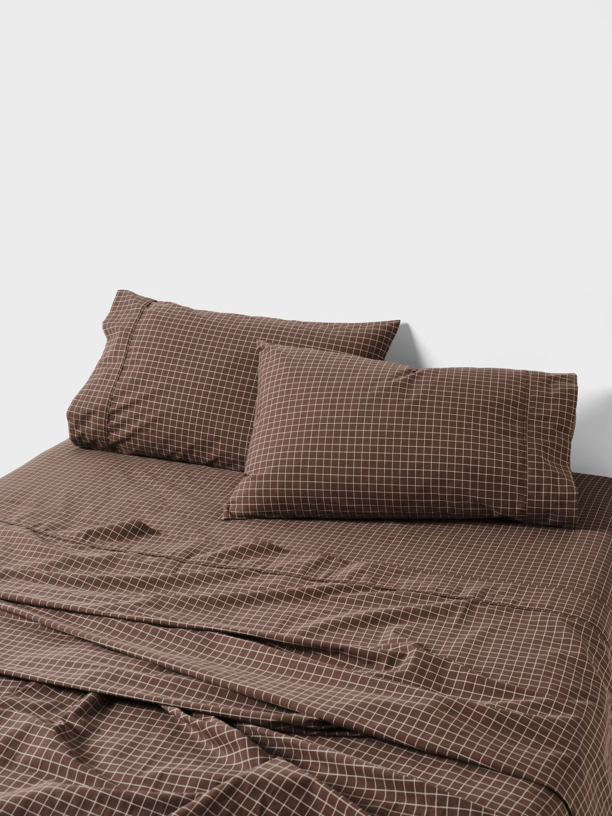 Volley Check Sheet Set Set by Linen House - Double (Chocolate)