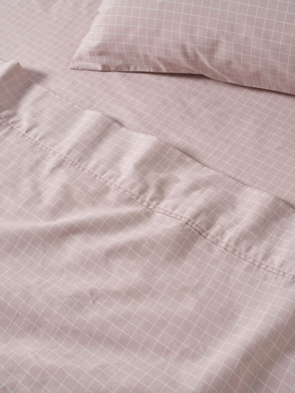 Volley Check Sheet Set Set by Linen House - Single (Orchid)