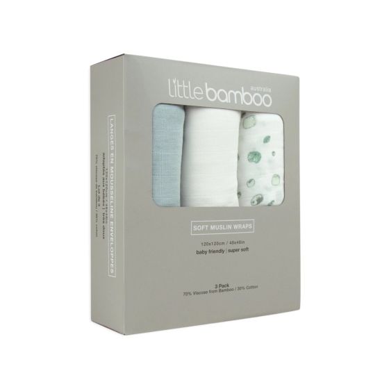 Little Bamboo Muslin Wraps 3pk - Whisper - Little Bamboo