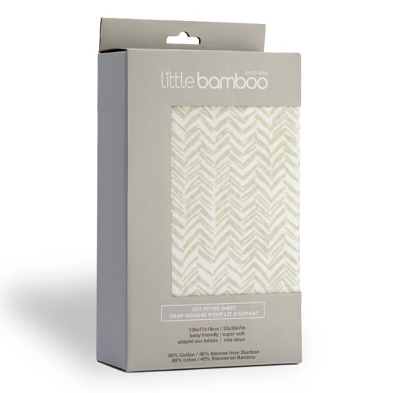 Little Bamboo Jersey Fitted Sheet Cot Herringbone Whisper - Little Bamboo