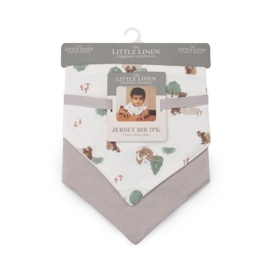 Little Linen Jersey Bib 2pk - Willow Bear - Little Linen