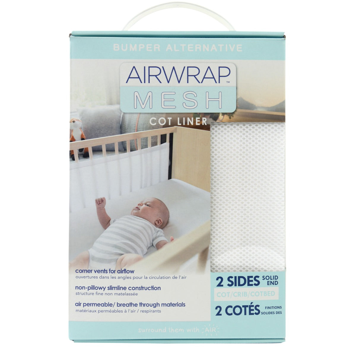 Airwrap Cot Mesh 2 Sides - White