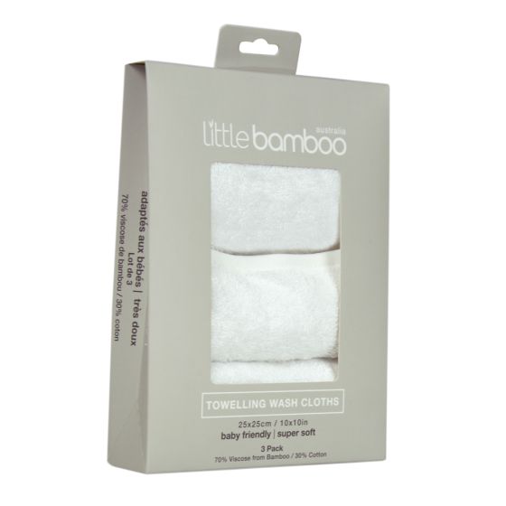 Little Bamboo Towelling Washer 3pk - Little Bamboo