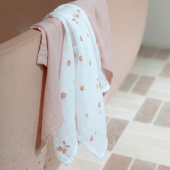 Little Bamboo Muslin Wraps 3pk - Dusty Rose - Little Bamboo