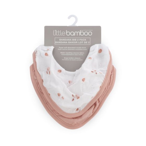 Little Bamboo Muslin Bib 2pk - Dusty Rose - Little Bamboo