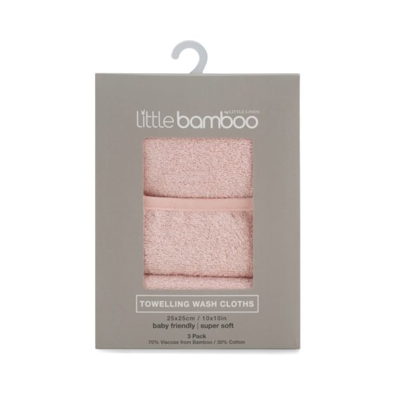Little Bamboo Towelling Washer 3pk - Dusty Rose - Little Bamboo