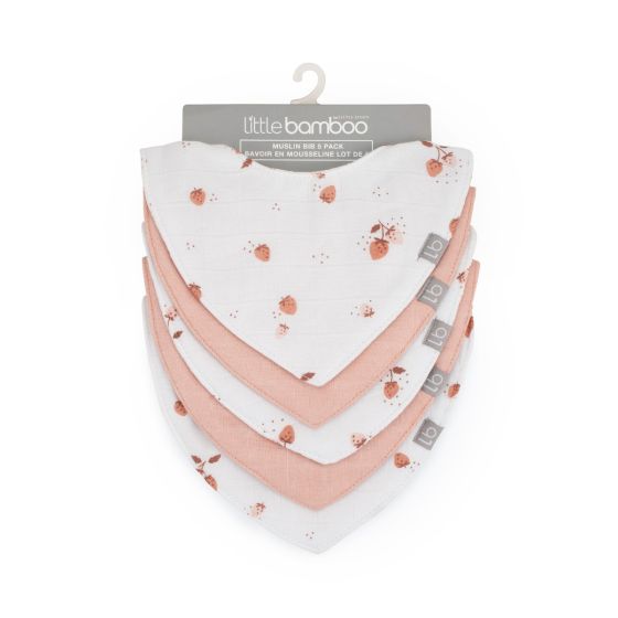 Little Bamboo Muslin Bib 5pk - Dusty Rose - Little Bamboo