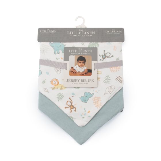 Little Linen Jersey Bib 2pk - Savannah Giraffe - Little Linen