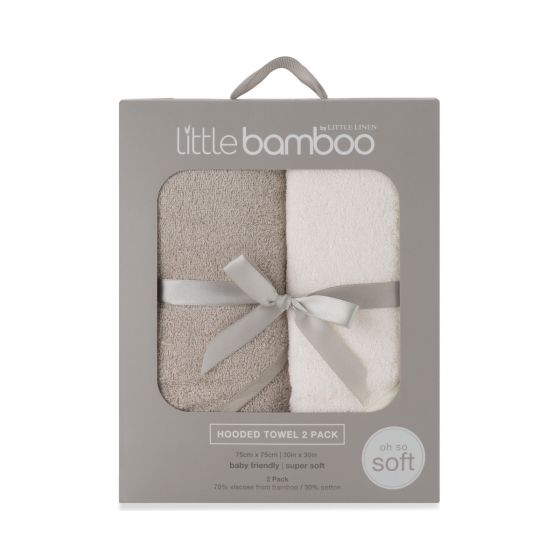 Little Bamboo Hooded Towel 2pk - Stone Grey - Little Bamboo