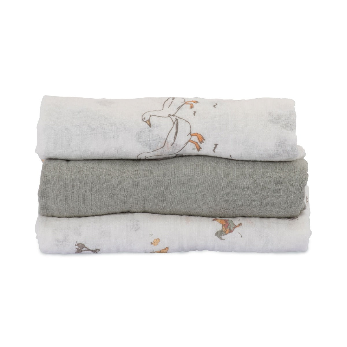 Little Linen Muslin Wraps 3Pk - Farmyard Lamb