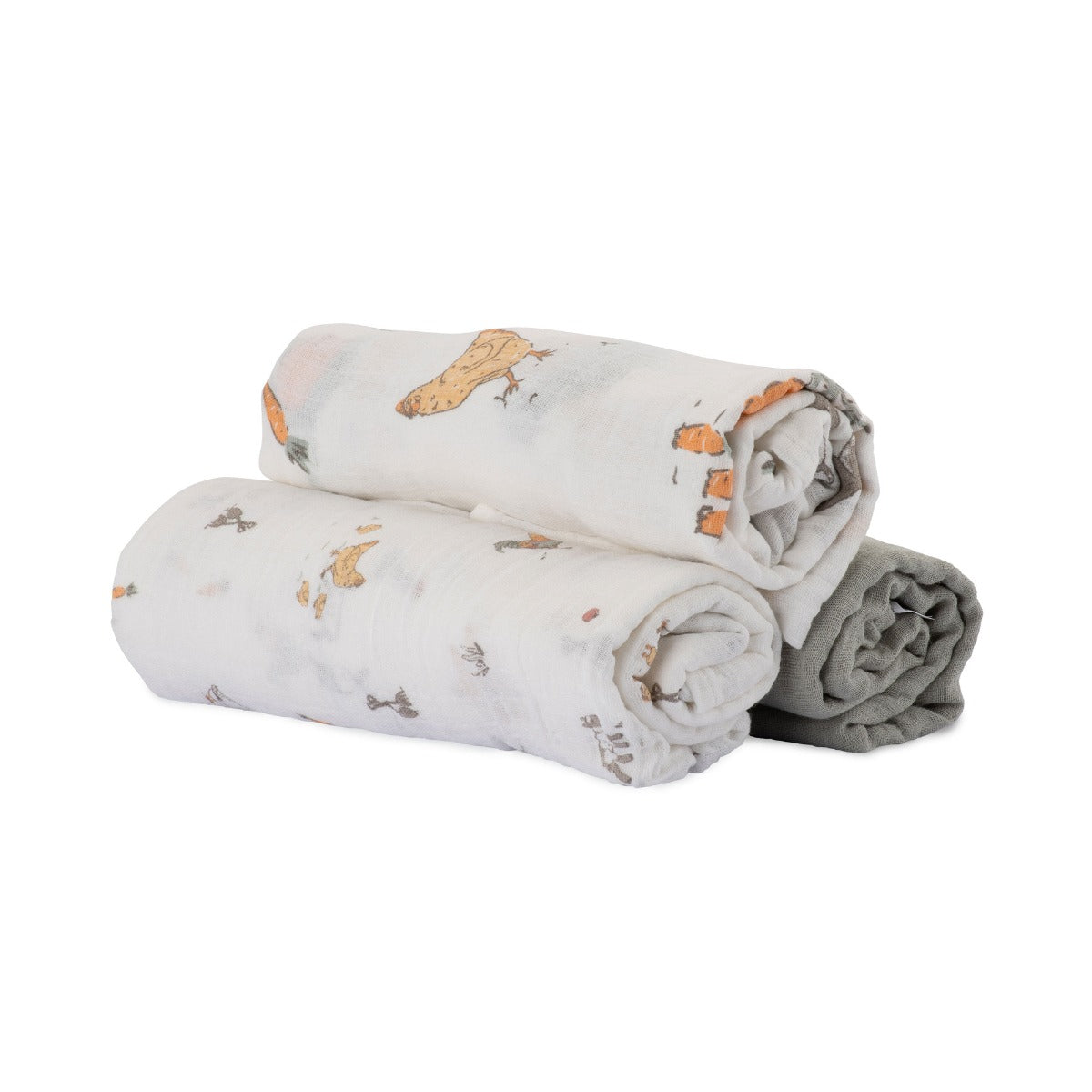 Little Linen Muslin Wraps 3Pk - Farmyard Lamb