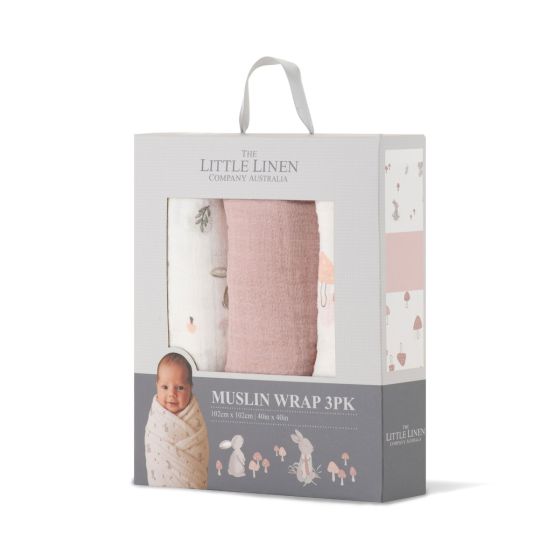 Little Linen Muslin Wraps 3pk - Harvest Bunny - Little Linen