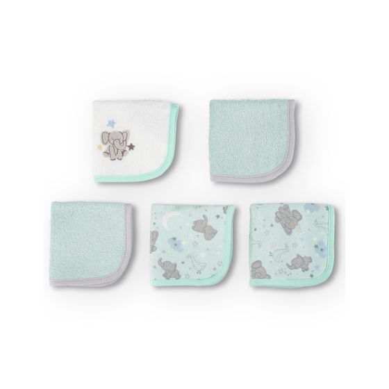 Little Linen Towelling Washer 5pk - Starburst Elephant - Little Linen