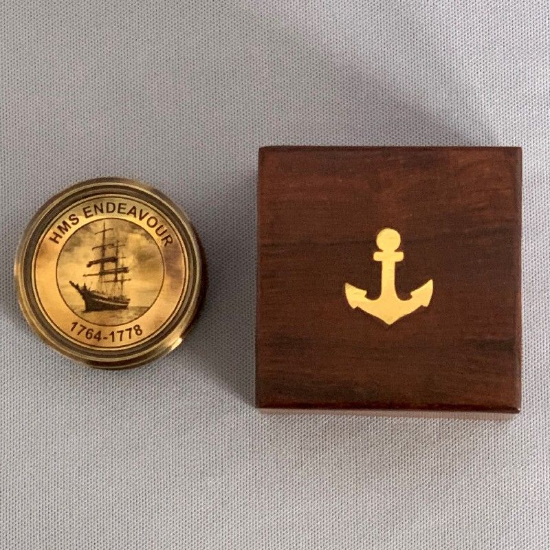 Compass - Hms Endeavour Wood Box (50mm)