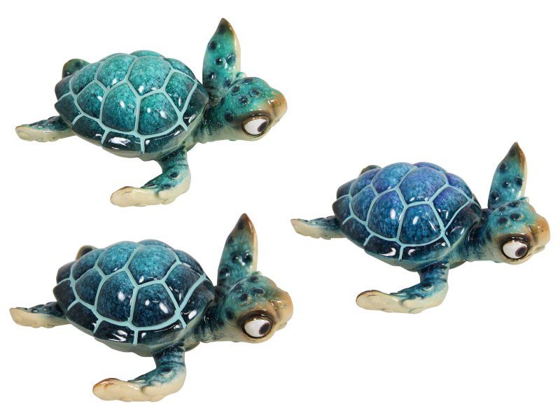 Ornament - Comical Marble Turtle 10cm (Set of 9 Asstd)