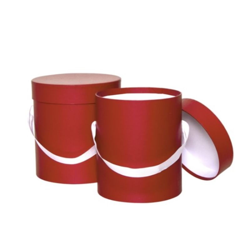 Stylish blood red hat boxes set of 2, featuring durable construction and elegant handles for sophisticated gifting.