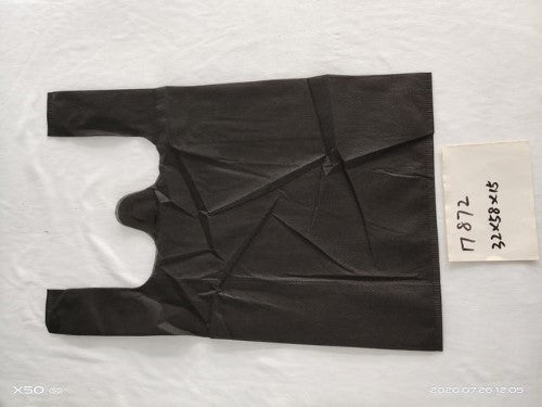 Set of 6 black non-woven shopping bags, durable, spacious, eco-friendly, perfect for groceries and everyday use.
