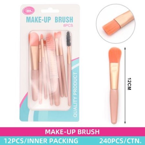A comprehensive 8-piece makeup brush set with soft bristles for flawless application, suitable for all skill levels.