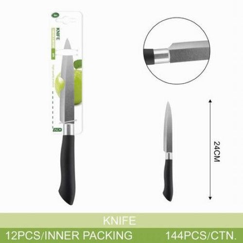 A set of 12 premium 24cm kitchen knives with sharp stainless steel blades for precise chopping and slicing.