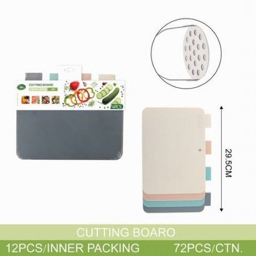 Set of 12 premium cutting boards with non-slip surface, ideal for safe and efficient food prep in any kitchen.