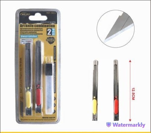 Utility knife 2PC Stainless Steel Small Blade Double Bubble - Pack of 12