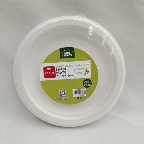 Eco-friendly 7-inch compostable plates, perfect for any meal, pack of 120 for sustainable dining experiences.