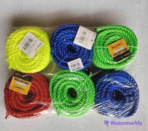 Durable 10mm laundry rope, 8m length, pack of 6, perfect for drying clothes indoors or outdoors.
